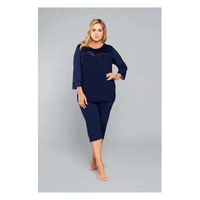 Women's pyjamas Izyda 3/4 sleeve, 3/4 legs - navy blue