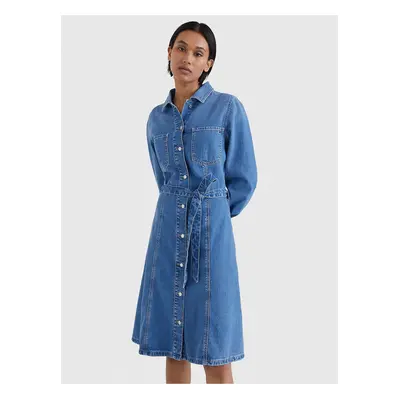 Blue Women's Shirt Denim Dress Tommy Hilfiger Fit & Flare - Women