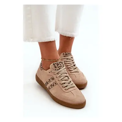 Zazoo Women's Suede Low Sneakers Beige