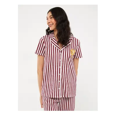 LC Waikiki Shirt Collar Striped Short Sleeve Women's Pajama Set