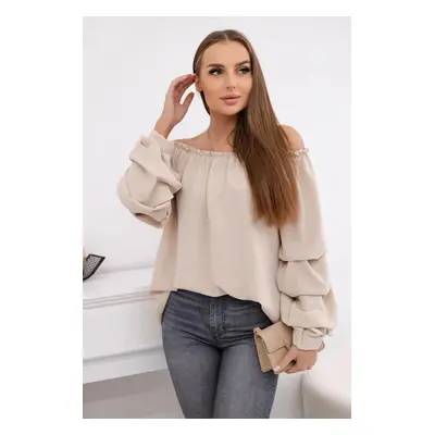 Spanish blouse with decorative sleeves beige