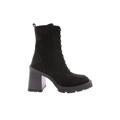 DGN Round Toe Women's Heeled Boots with Lace Front Thick Sole.