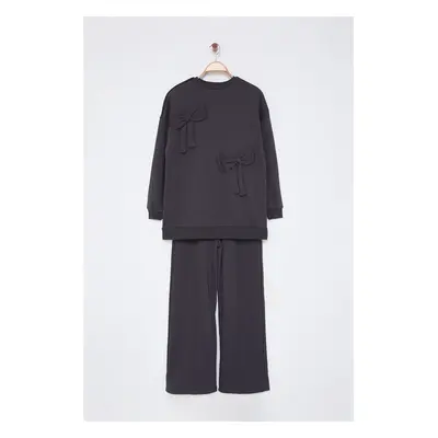 Trendyol Anthracite Ribbon Detailed Oversize Tracksuit