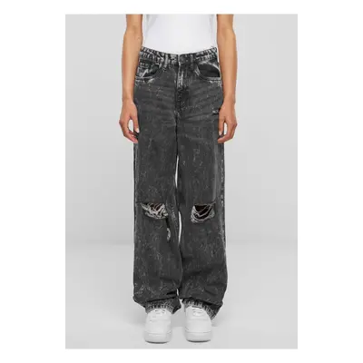 Women's Distressed 90's Wide Jeans - Black