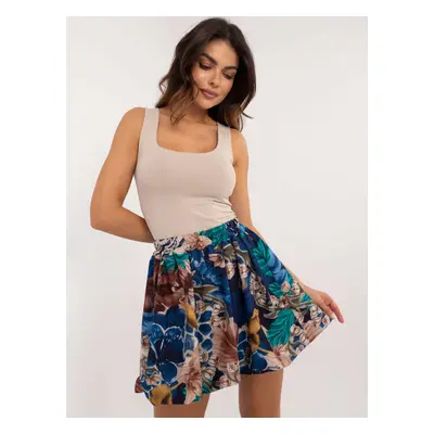 Dark blue mini skirt with print