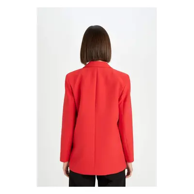 DEFACTO Oversize Fit Wide Mold Jacket Collar Button Closure Basic Plain Blazer Jacket