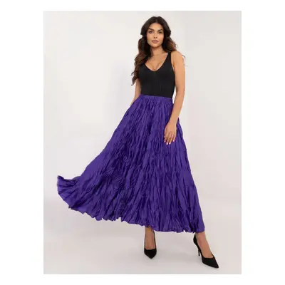 Purple long skirt with a crease effect