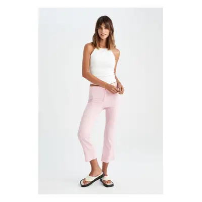 DEFACTO High Waist Crop Fit Crop Cotton Trousers