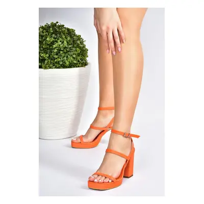 Fox Shoes Orange Thick Heeled Women's Casual Shoes