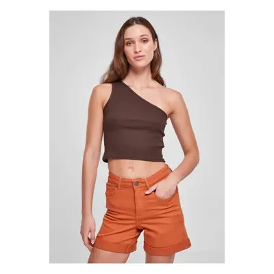 Women's cropped asymmetrical top brown