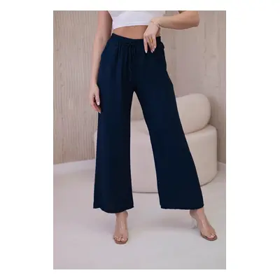 Wide viscose trousers Navy blue