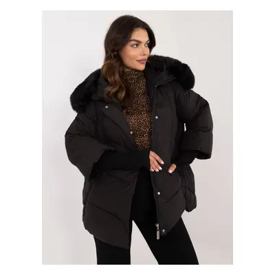 Black winter jacket with detachable fur