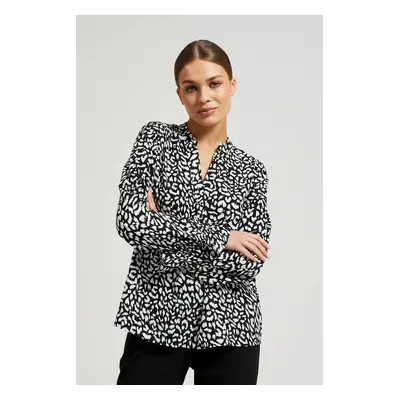 Women's shirt Moodo without collar - black and white