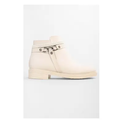 Shoeberry Women's Riley Beige Leather Boots