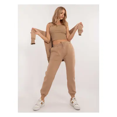 Dark beige women's basic set with insulation