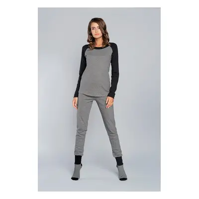 Women's pajamas Sana long sleeves, long pants - melange-black/black