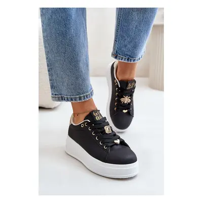 Women's platform sneakers with black Herbisa embellishments