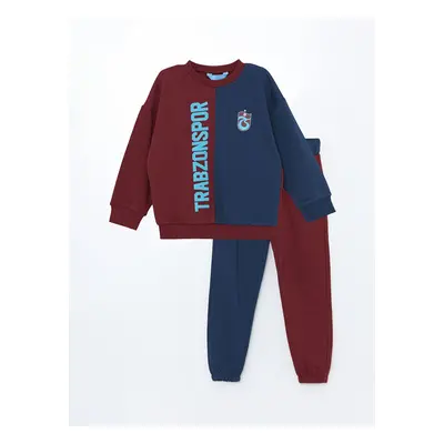 LC Waikiki Crew Neck Trabzonspor Printed Baby Boy Sweatshirt and Tracksuit Bottom 2-Piece Set