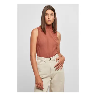 Women's ribbed sleeveless knit made of terracotta