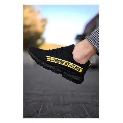 Riccon Black Yellow Men's Skin Sneaker 0012SANTO