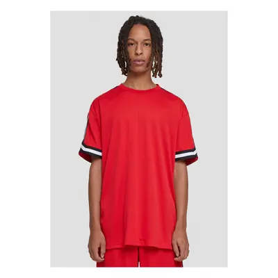 Men's Oversized Stripes Mesh Tee T-Shirt - Red