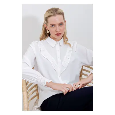 Bigdart Frilly Long Sleeve Shirt - White