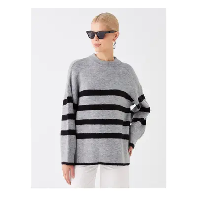 LC Waikiki Crew Neck Striped Long Sleeve Oversize Women's Knitwear Sweater