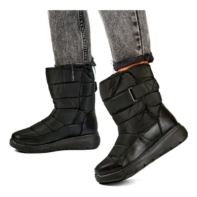 primohurt Black snow boots with Velcro, insulated boots for winter