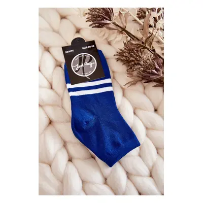 Youth Cotton Ankle Socks Blue