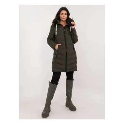 Khaki women's quilted winter jacket