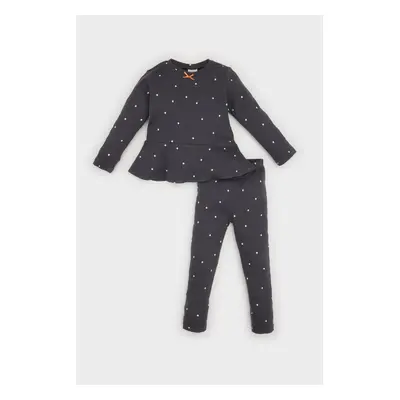 DEFACTO Baby Girl Pajama Set Polka Dot Long Sleeve Ribbed Camisole Top Long Bottom