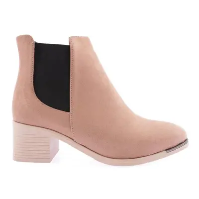 DGN Women's Flat Toe Ankle Boots with Elastic Sides. Heels.