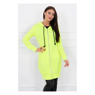 Dress with hood and hood yellow neon color