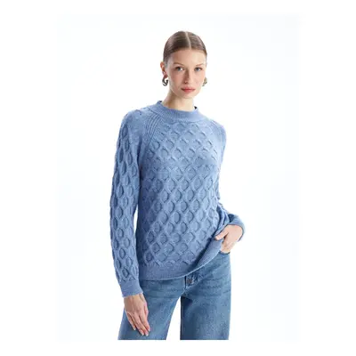 LC Waikiki Crew Neck Self-Patterned Long Sleeve Women's Knitwear Sweater - W40253z8