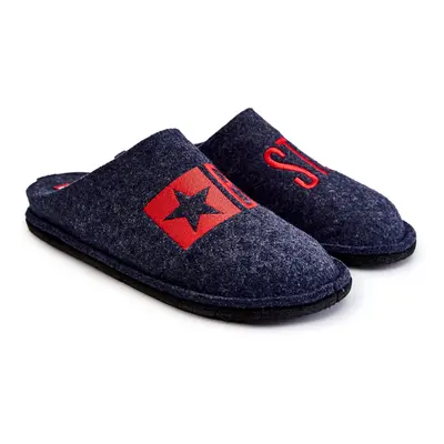 Classic men's slippers Big Star KK176002 Navy blue