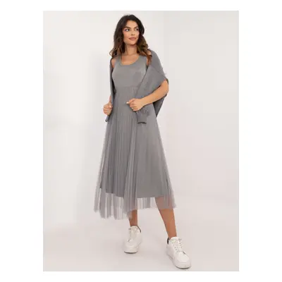 Grey set of women's sleeveless dress and sweater