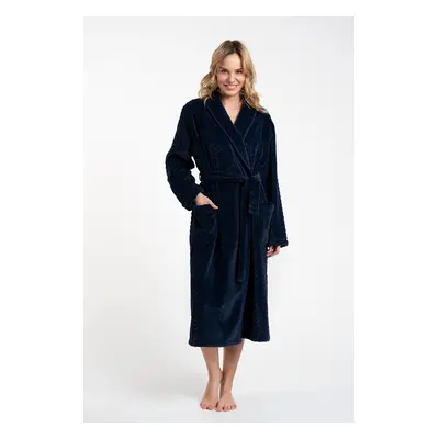 Women's bathrobe Bona with long sleeves - dark blue