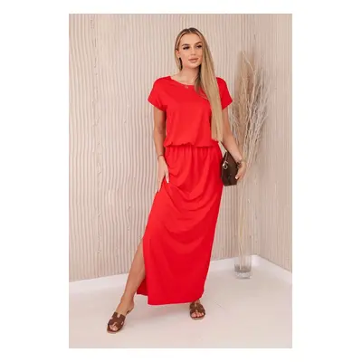 Women's viscose dress with pockets - red