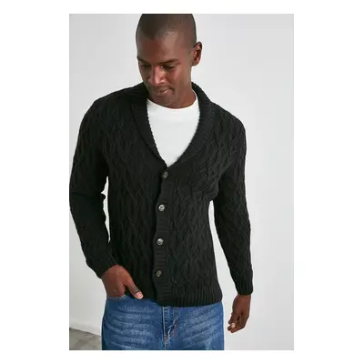 Trendyol Black Men's Shawl Collar Knitted Cardigan