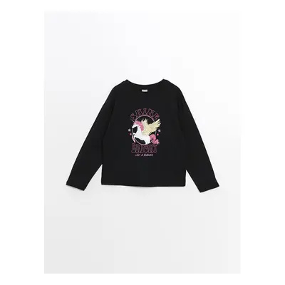 LC Waikiki LCW Crew Neck Printed Long Sleeve Girls' T-Shirt