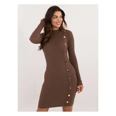 Brown fitted knitted dress