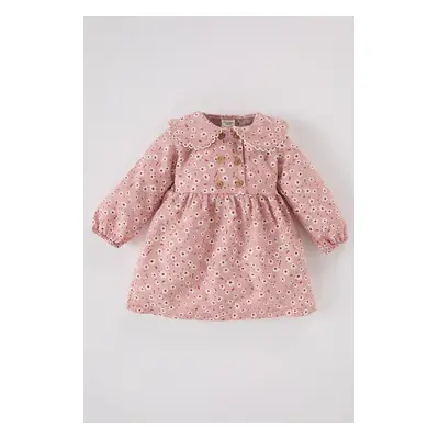 DEFACTO Baby Girl Floral Long Sleeve Flannel Dress