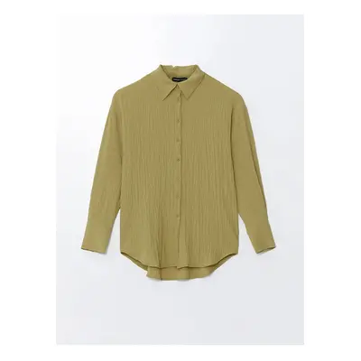 LC Waikiki LCWAIKIKI Classic Light Khaki Textured Women's Shirt