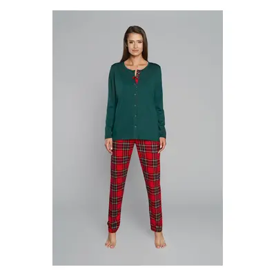 Zorza women's pyjamas, long sleeves, long legs - green/print