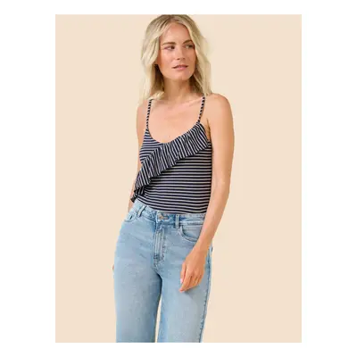 Dark Blue Striped Tank Top with Ruffle ORSAY - Women