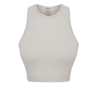 Trendyol Light Khaki Seamless Ribbed and Lightly Supported/Shaping Knitted Sports Bra