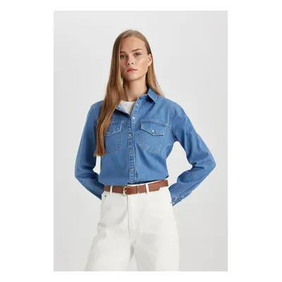 DEFACTO Regular Fit Long Sleeve Jean Shirt