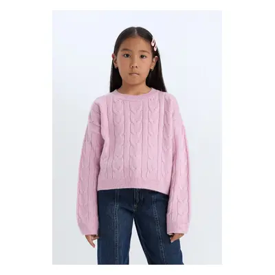 DEFACTO Girl Crop Crew Neck Hair Knitted Sweater