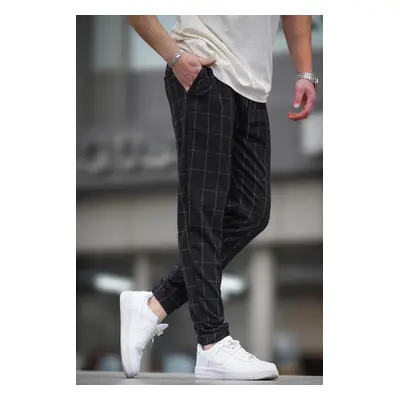 Madmext Checked Black Jogger