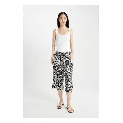 DEFACTO High Waist Patterned Viscose Capri